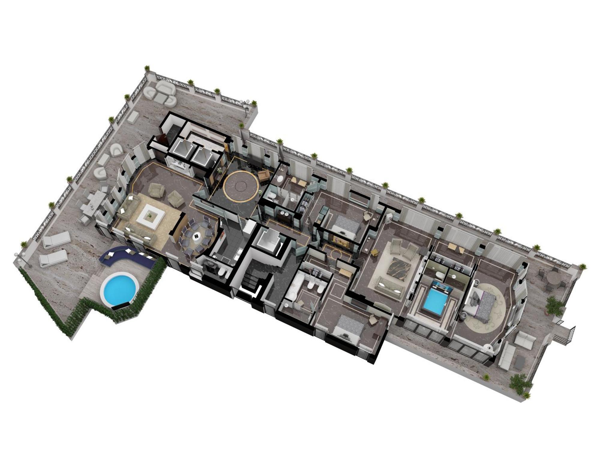 Baglioni Hotel Regina - The Leading Hotels Of The World Rome Exterior photo Floorplan of the penthouse