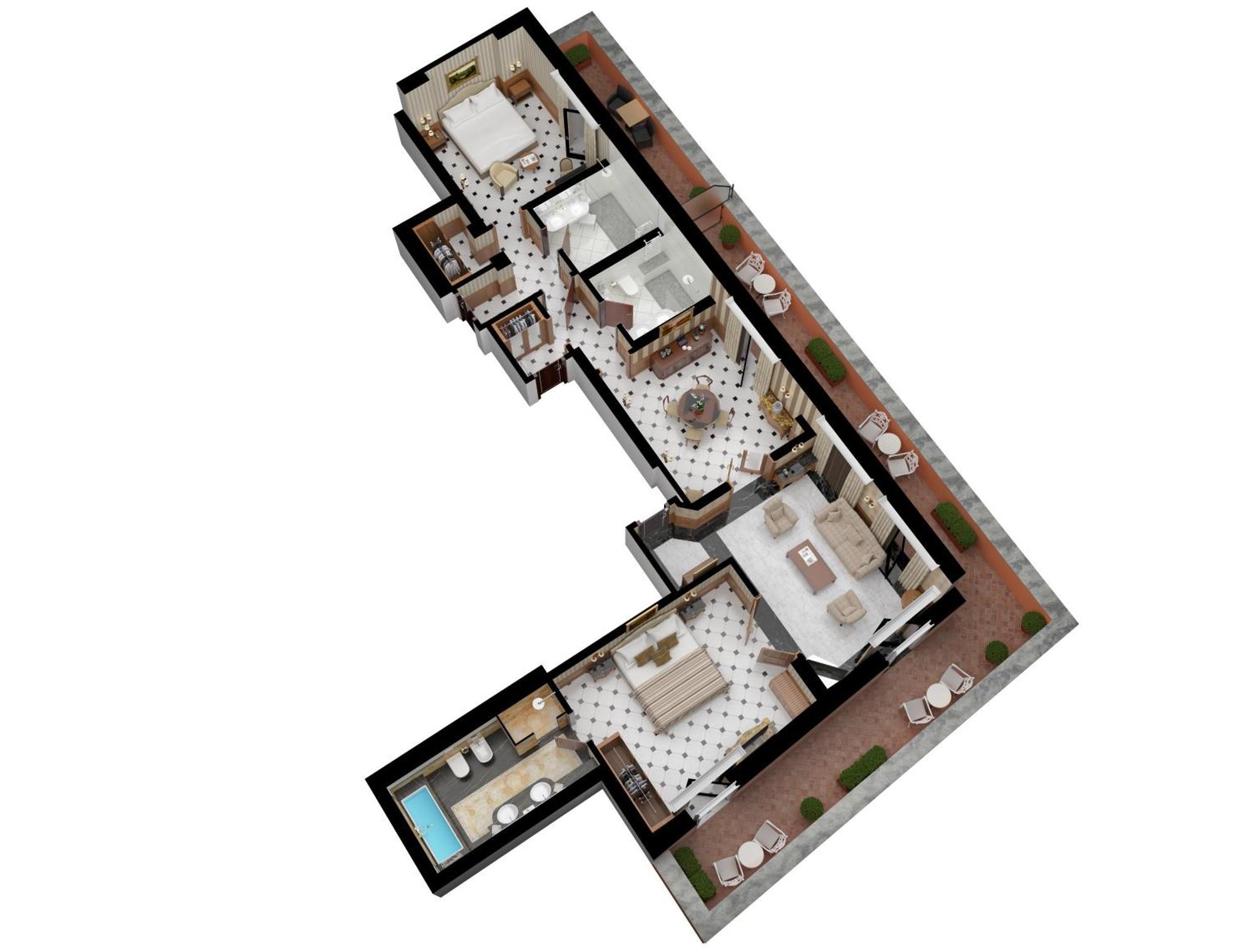 Baglioni Hotel Regina - The Leading Hotels Of The World Rome Exterior photo Floorplan of a typical apartment