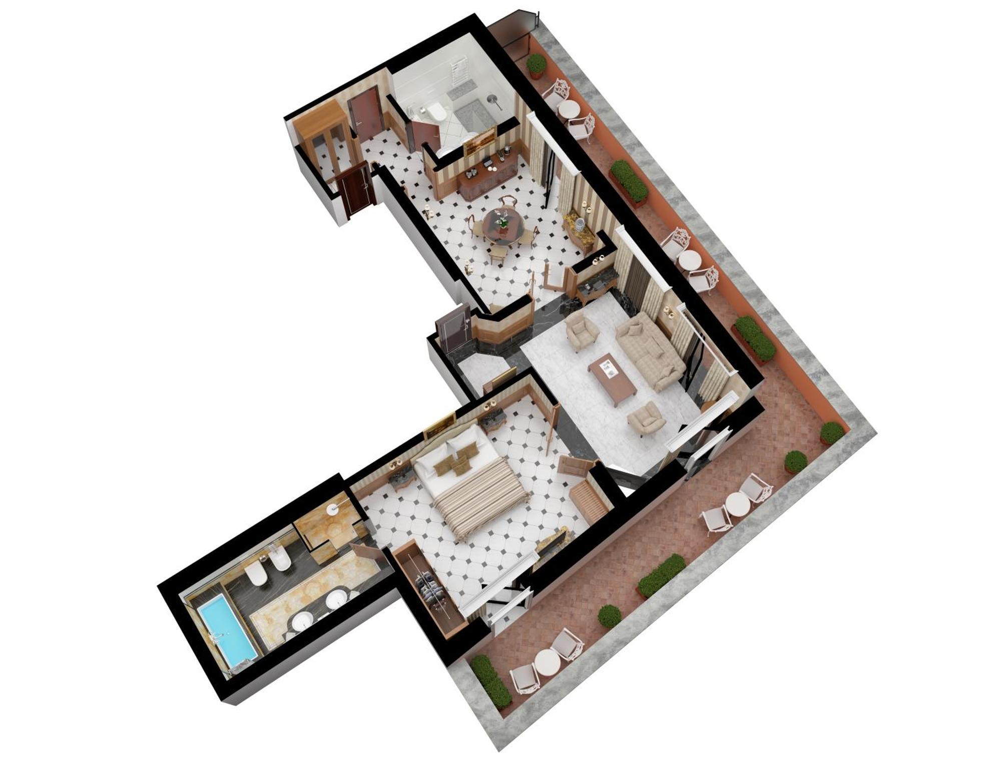 Baglioni Hotel Regina - The Leading Hotels Of The World Rome Exterior photo 3D floor plan of a typical apartment