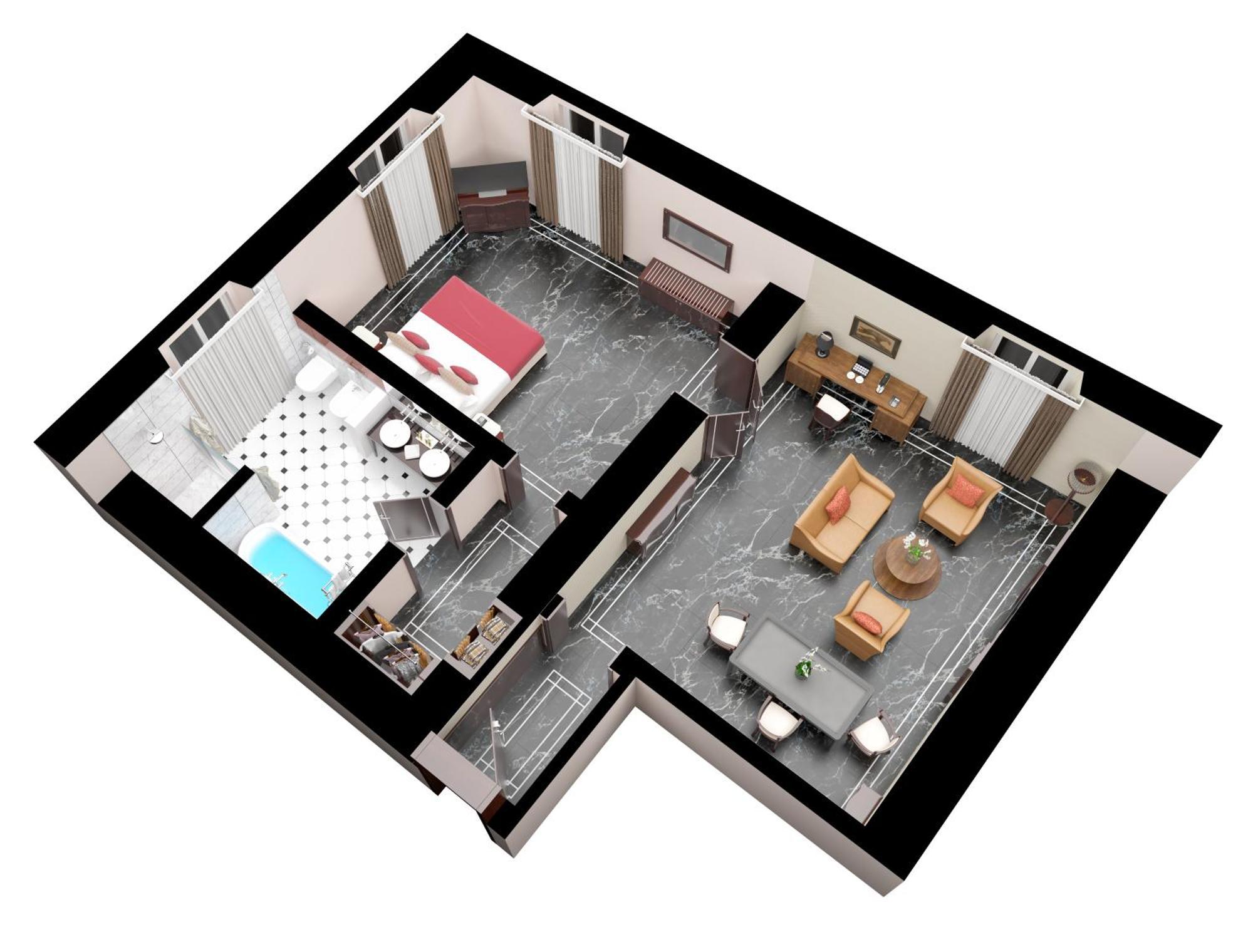 Baglioni Hotel Regina - The Leading Hotels Of The World Rome Exterior photo 3D floor plan of a hotel room